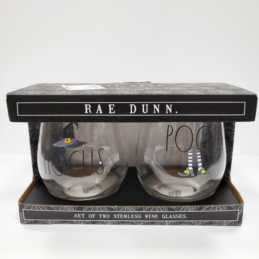 Rae Dunn 2 Hocus Pocus Stemless Wine Glasses